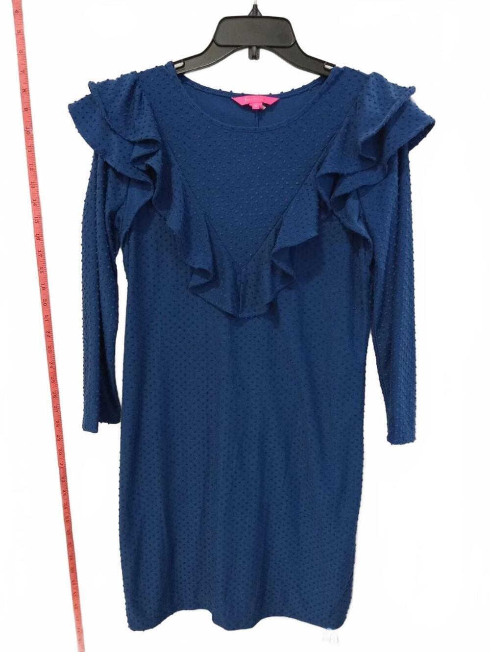 Lilly Pulitzer Blue Swiss Dot Ruffle Sleeve Dress Size M 96038